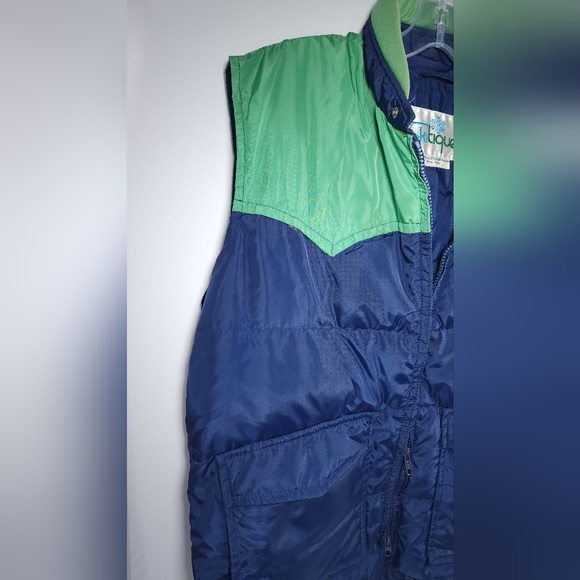 VINTAGE Skitique Unisex Vest Full Zip Vest Gray Duck Down Insulated Large Blue - Picture 3 of 12